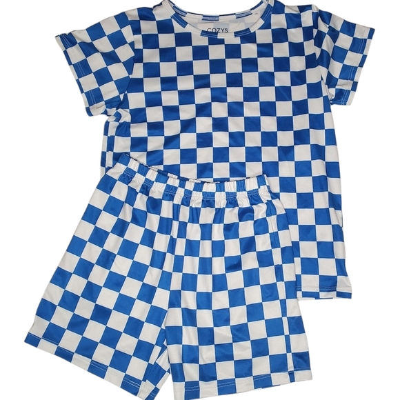 Cozys Other - Cozys 2 Piece Pajama Short Set Blue|White Girls Size 8-9 Years